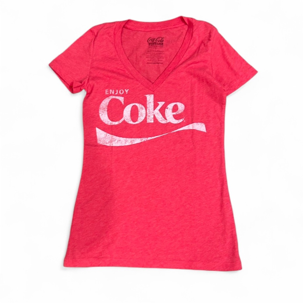 Coca-Cola Red V-Neck Tee with Subtle Logo